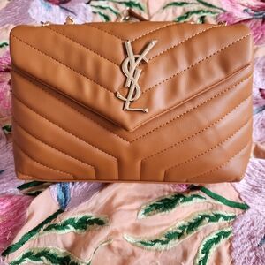 NEW Yves Saint Laurent Brown Quilted Shoulder Bag
